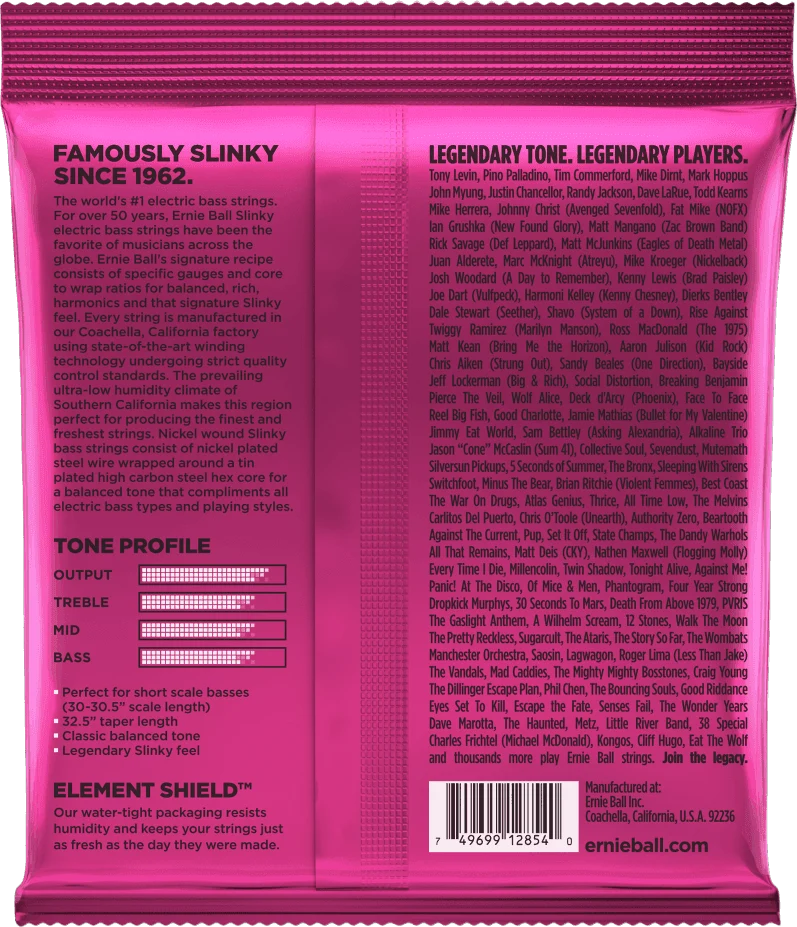 Jeu de Cordes Basse Short Scale – Ernie Ball Super Slinky 40-60-80-100 2854
