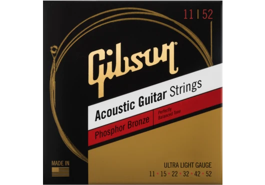 Jeu de Cordes Phosphor Bronze Acoustic Ultra-Light 11-52 GIBSON PB11