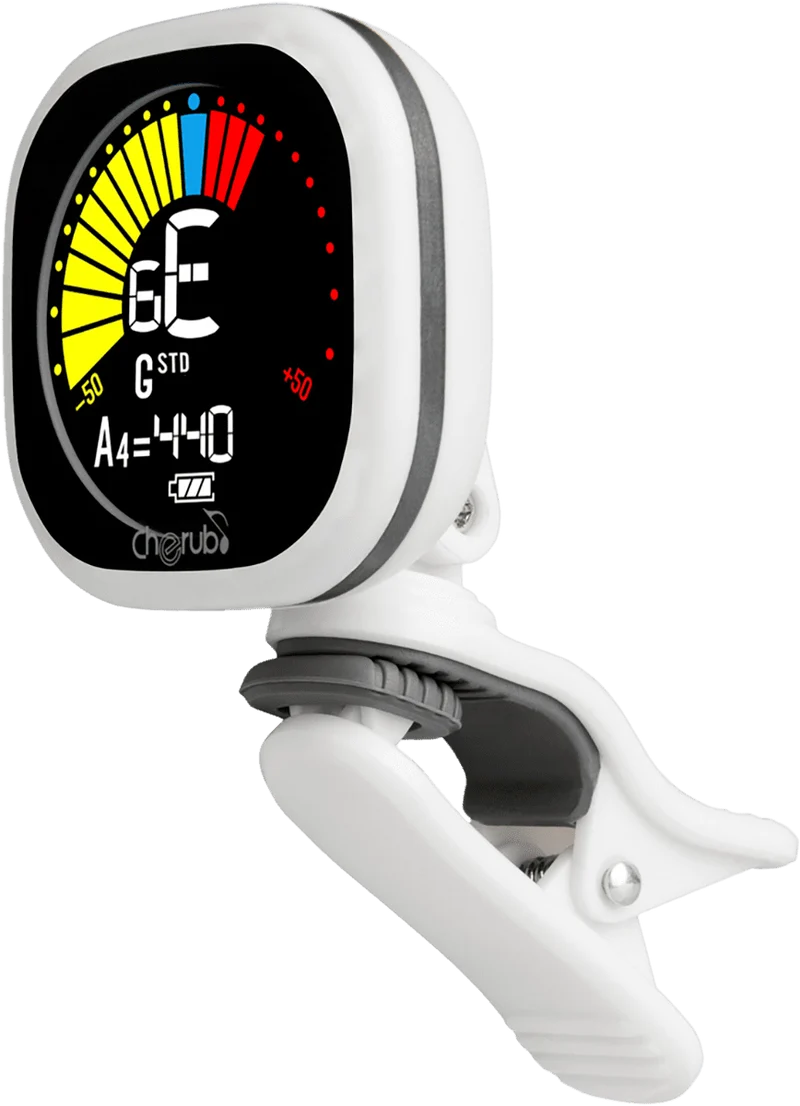 CHERUB WST-675-WH – Accordeur clip guitare écran LCD blanc avec Auto Power-Off