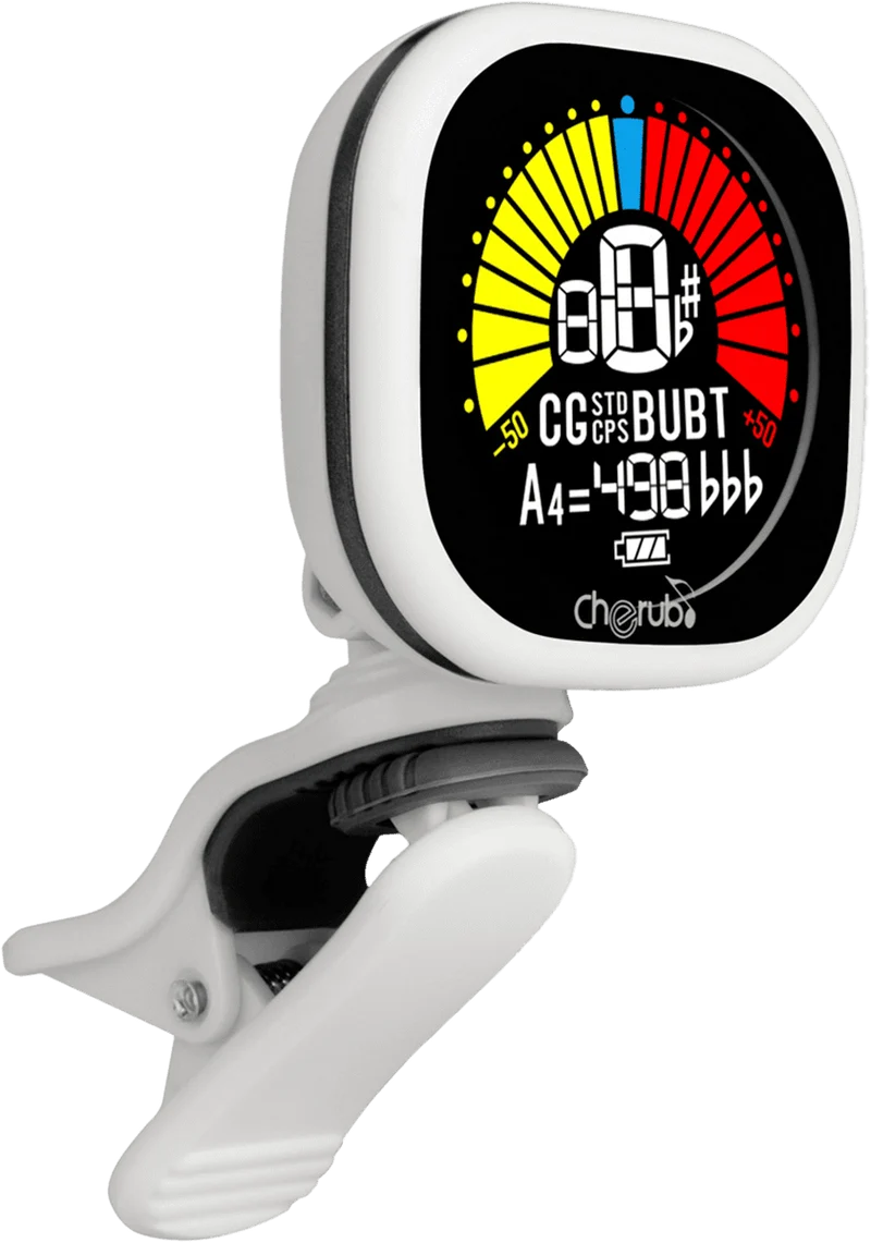 CHERUB WST-675-WH – Accordeur clip guitare écran LCD blanc avec Auto Power-Off