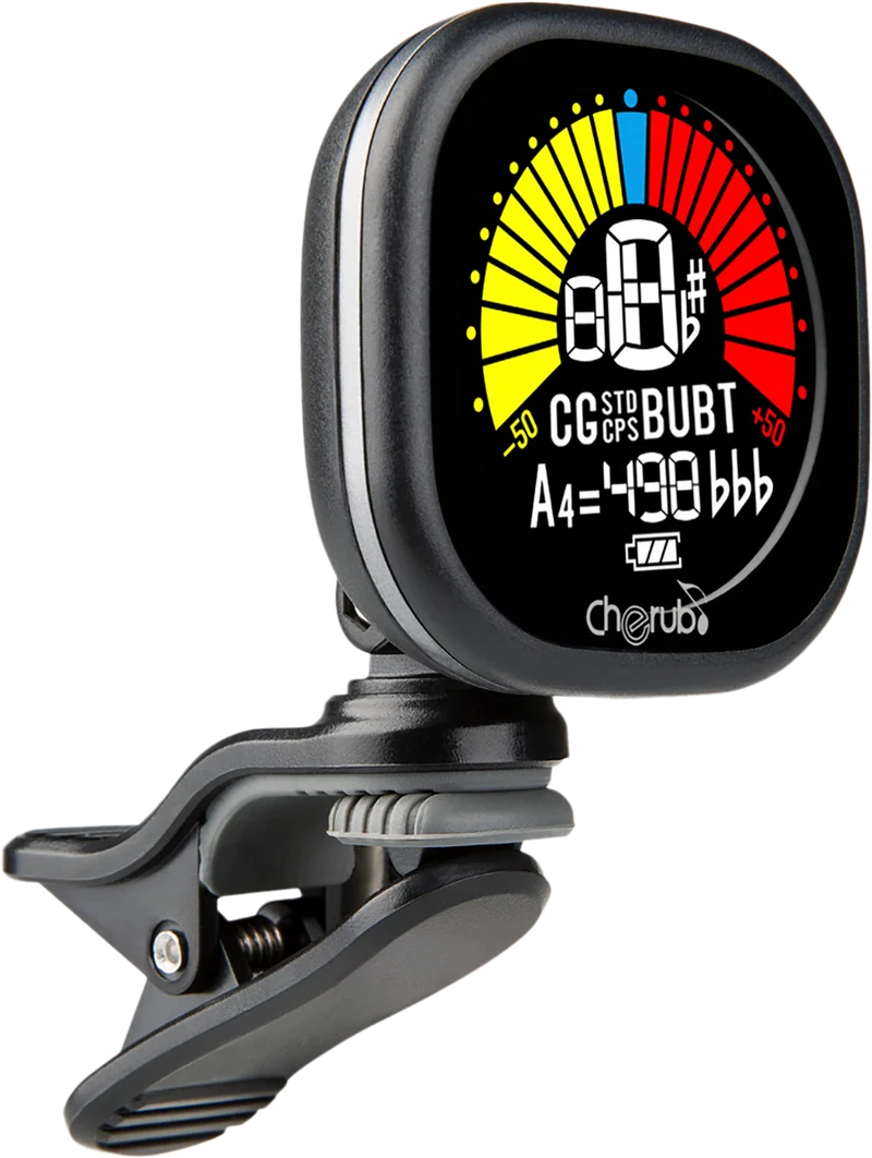CHERUB WST-675 BLK – Accordeur clip guitare chromatique noir avec écran LCD et Auto Power-Off
