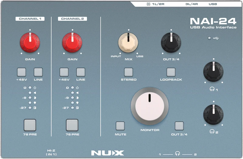 NUX NAI-24 – Interface audio USB 2 entrées / 4 sorties