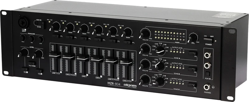 ALGAM AUDIO MZR 804 – Mixeur zoneur 6 + 2 entrées, 4 zones rackable