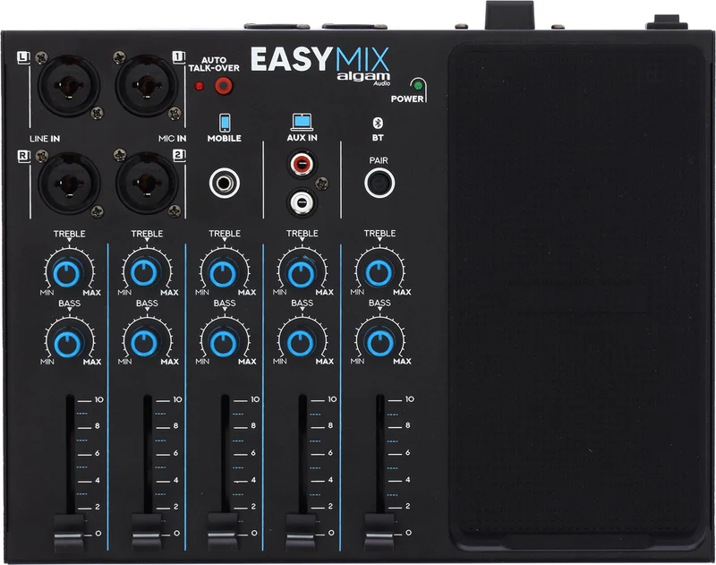 ALGAM AUDIO EasyMix – Console de mixage 5 canaux avec Bluetooth et fonction Talkover