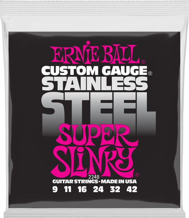 ERNIE BALL 2245 Power Slinky Stainless Steel 11-48 – Jeu de cordes guitare électrique