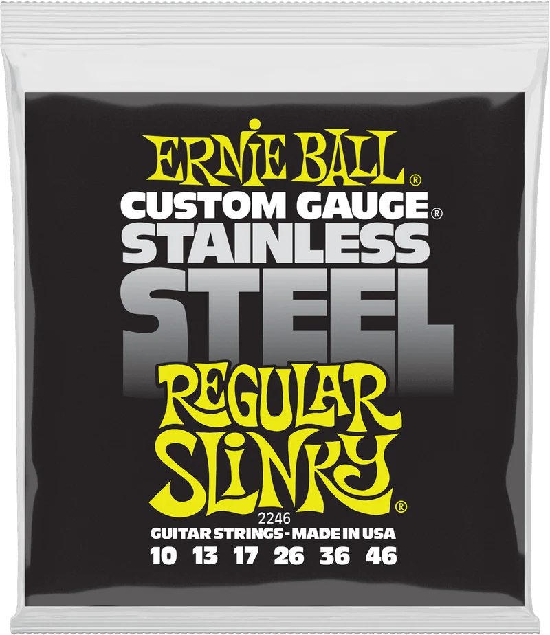 ERNIE BALL 2246 Regular Slinky Stainless Steel 10-46 – Jeu de cordes guitare électrique