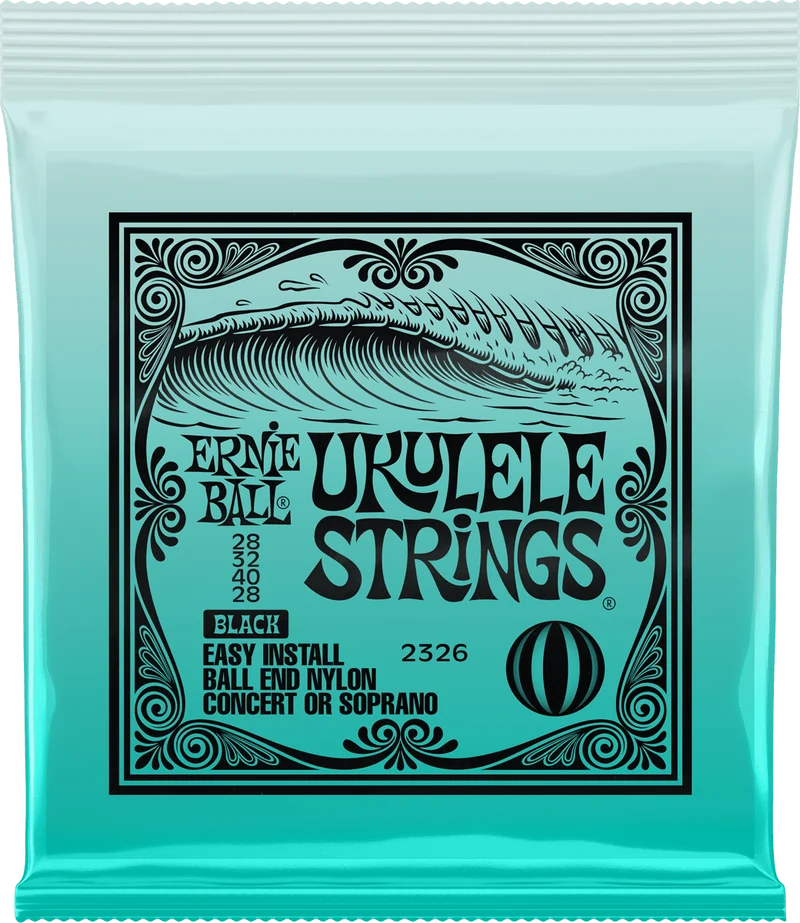 ERNIE BALL 2326 Nylon noir à boule 28-32-40-28 – Jeu de cordes pour ukulélé soprano ou concert