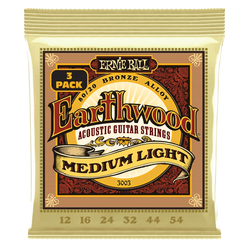 ERNIE BALL Earthwood 3003 Bronze – Pack de 3 jeux de cordes guitare acoustique Medium Light 12-16-24w-32-44-54