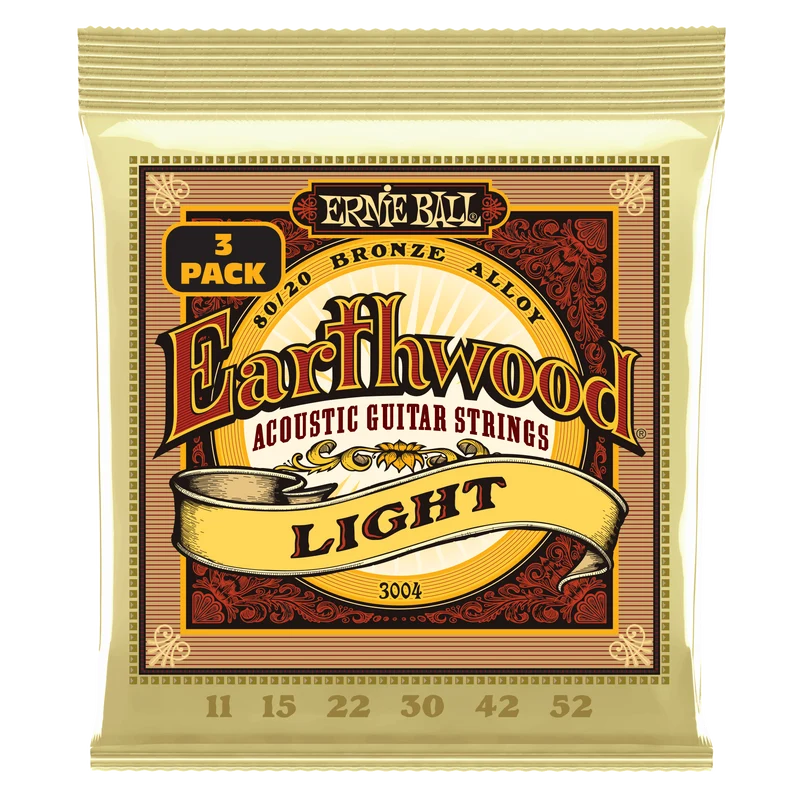 ERNIE BALL Earthwood 3004 – Pack de 3 jeux de cordes guitare acoustique bronze Light 11-15-22w-30-42-52