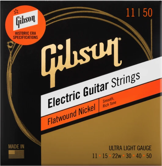 GIBSON Flatwound Electric Ultra-Light 11-15-22w-30-40-50 – Jeu de cordes guitare électrique
