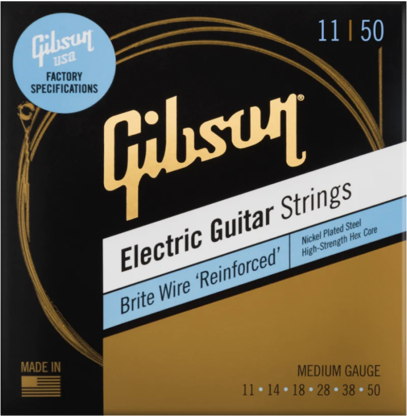 GIBSON Brite Wire 'Reinforced' Electric Medium 11-14-18-28-38-50 – Jeu de cordes guitare électrique