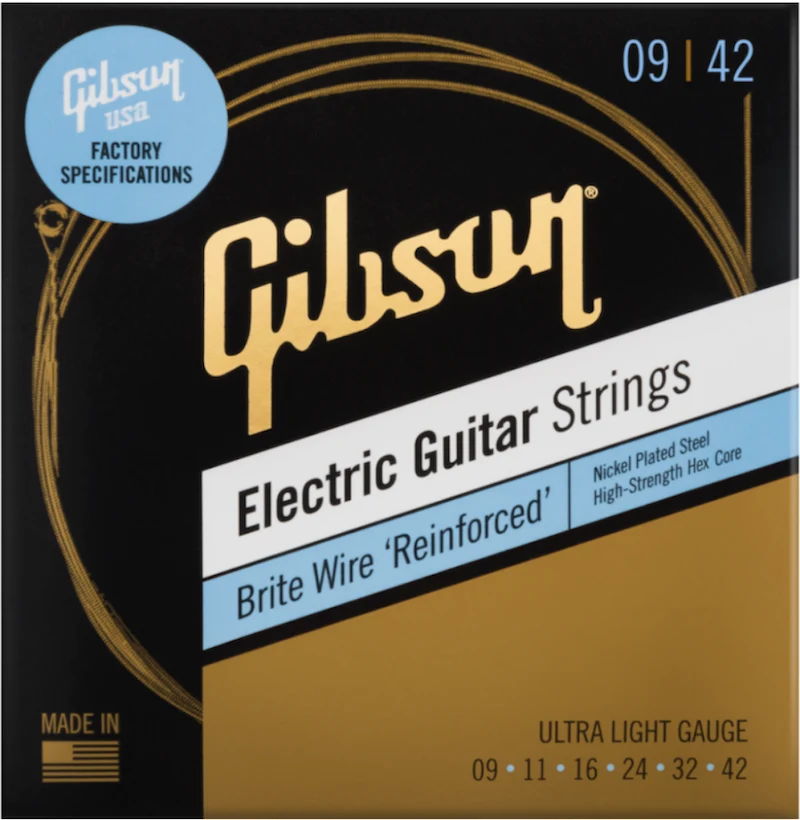 GIBSON Brite Wire 'Reinforced' Ultra-Light 09-11-16-24-32-42 – Jeu de cordes guitare électrique