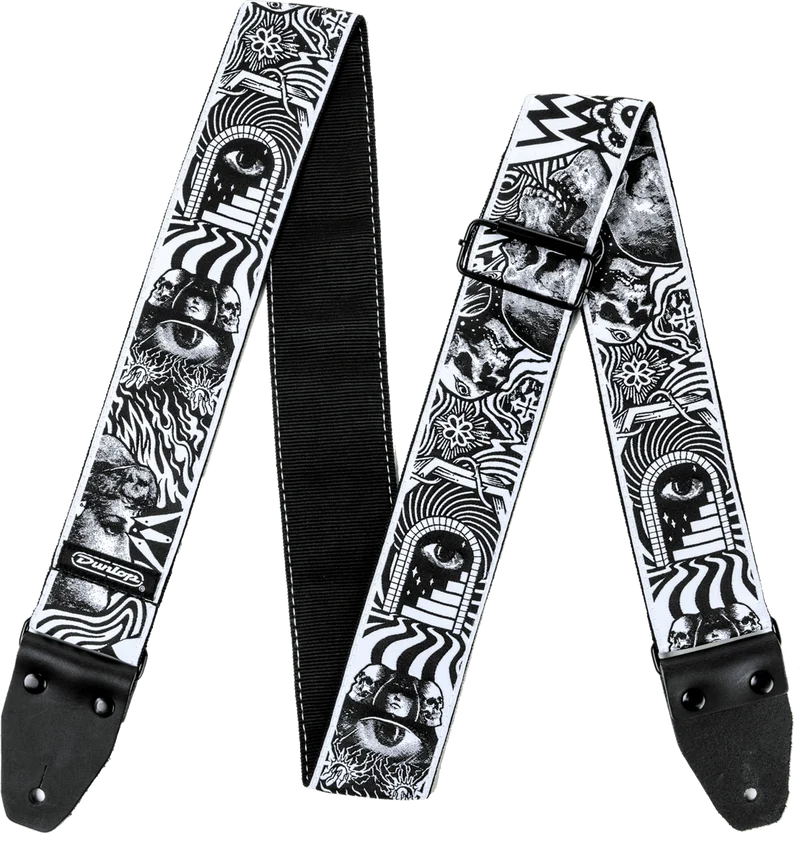 Jim Dunlop I Love Dust Skulls Black/White ILD04 – Courroie guitare