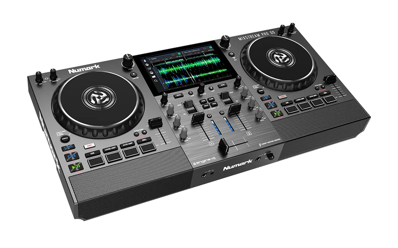 Numark Mixstream Pro Go – Contrôleur DJ autonome 2 voies avec WiFi, enceintes intégrées et batterie