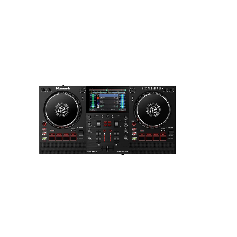 Numark Mixstream Pro+ – Contrôleur DJ 2 voies autonome avec streaming WiFi et haut-parleurs intégrés