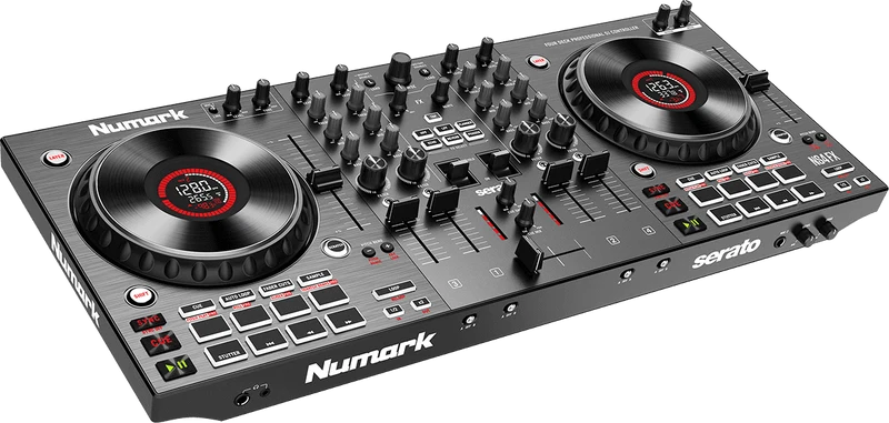 Numark NS4FX – Contrôleur DJ 4 voies avec carte son et écrans
