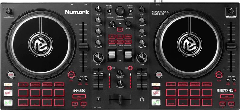 Numark Mixtrack Pro FX – Contrôleur DJ 2 voies avec carte son et 16 pads