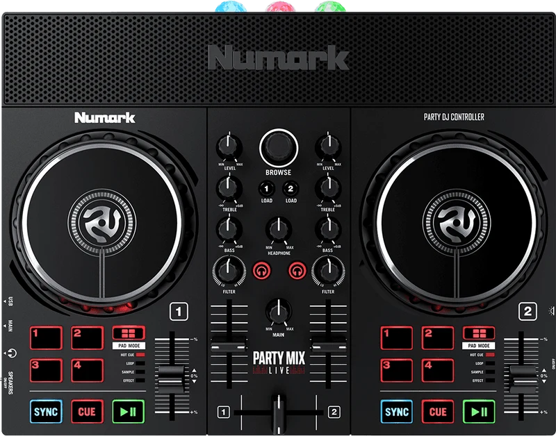 Contrôleur DJ 2 voies – 8 pads, carte son et jeux de lumières MONITOR