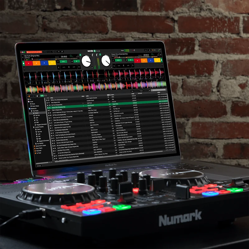 Contrôleur DJ 2 voies – 8 pads, carte son et jeux de lumières MONITOR