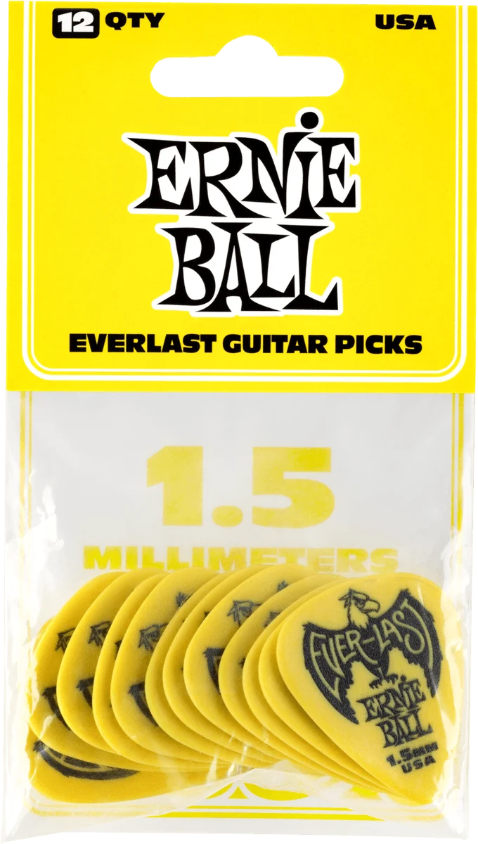Pack de 12 médiators Ernie Ball Everlast 1.5 mm – Réf. 9195