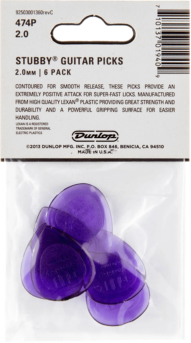 Jim Dunlop Player’s Pack – 6 médiators Stubby Jazz 2.0 mm – 474P200