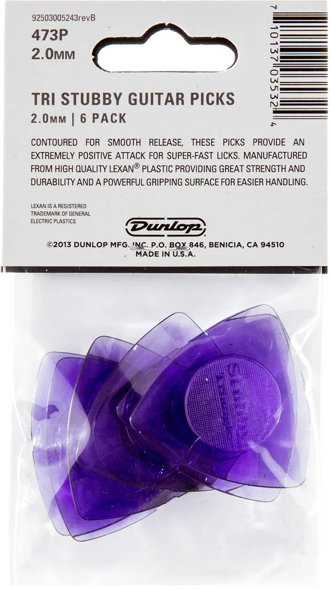 Dunlop 473P200 – Player’s Pack 6 médiators TRIANGLE TRI Stubby 2.0 mm