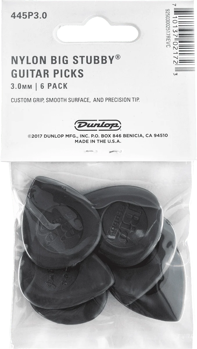Jim Dunlop Player’s Pack – 6 médiators Nylon Big Stubby 3.0 mm – 445P30
