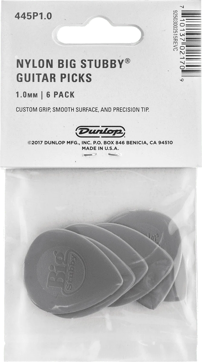 Dunlop Player’s Pack 445P1.0 – 6 médiators Nylon Big Stubby 1,0 mm