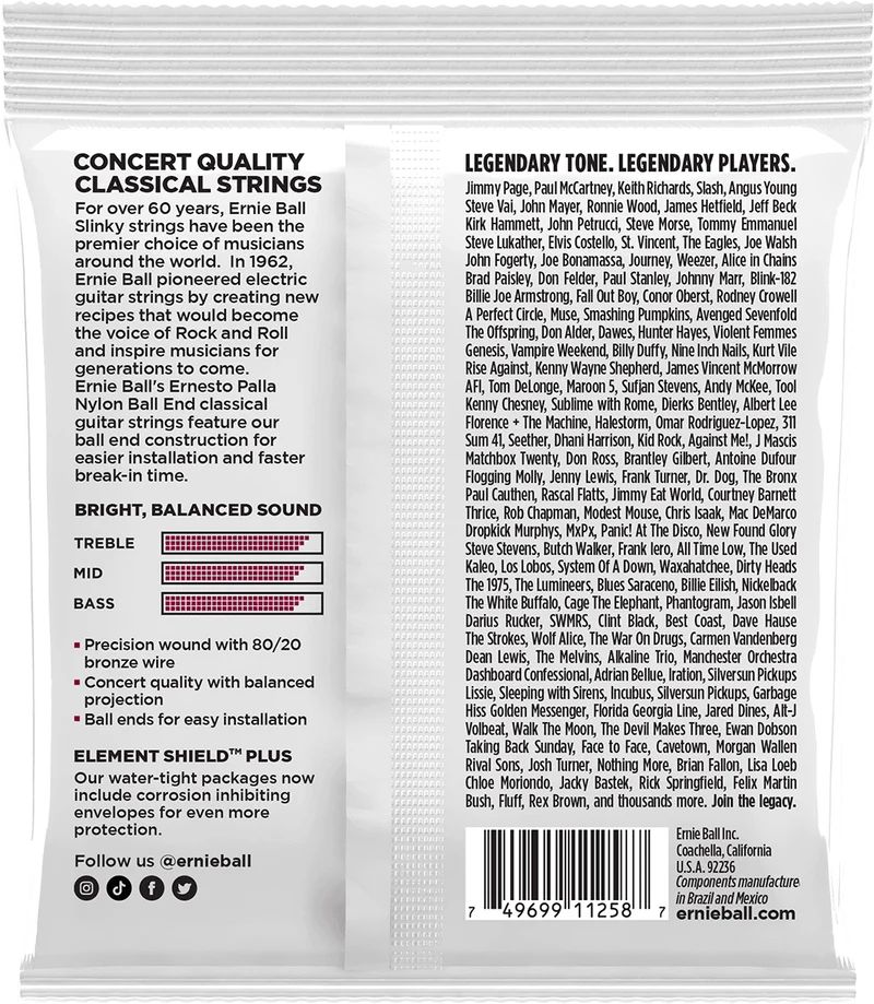 ERNIE BALL 3409 Nylon noir – métal doré à boule – Pack de 3 jeux de cordes guitare classique
