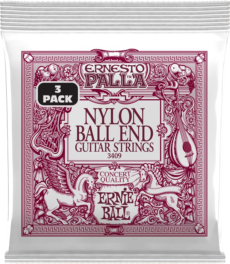 ERNIE BALL 3409 Nylon noir – métal doré à boule – Pack de 3 jeux de cordes guitare classique