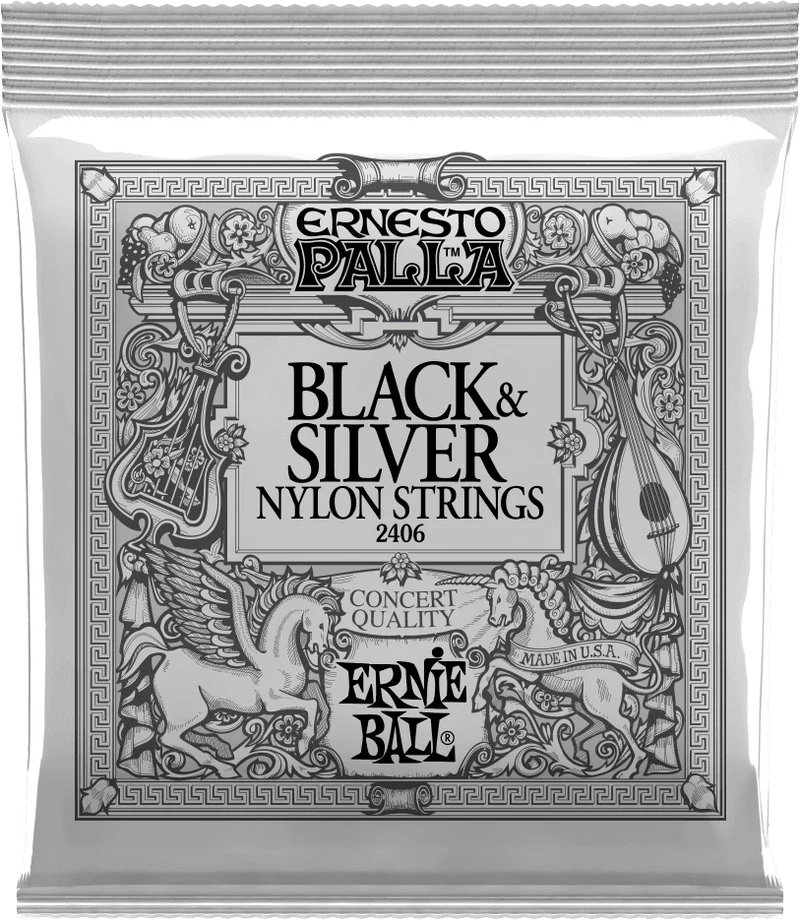 Jeu de cordes ERNIE BALL 2406 Nylon noir / métal argenté – guitare classique