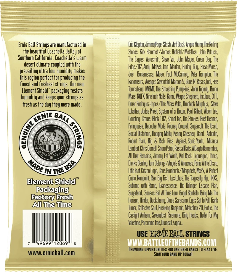 Jeu de cordes ERNIE BALL 2069 Earthwood – guitare acoustique 12 cordes – Folk Nylon 28-42