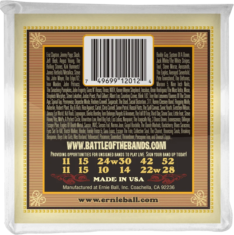 Jeu de cordes ERNIE BALL 2012 Earthwood – guitare acoustique 12 cordes – Medium 11-52