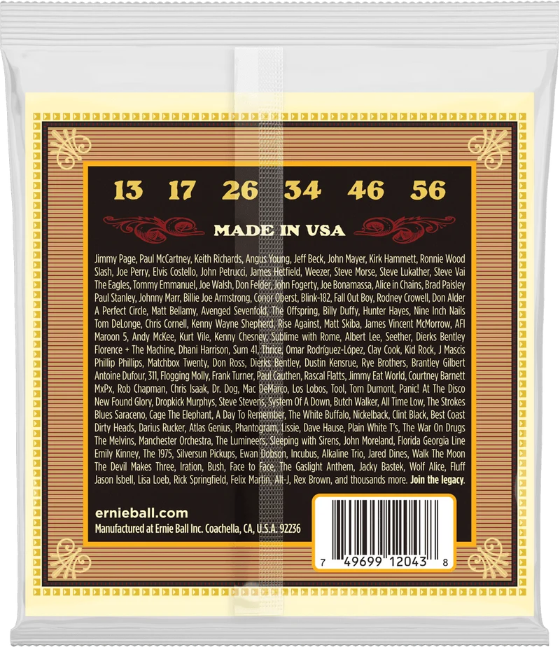 Jeu de cordes ERNIE BALL 2043 Earthwood Bronze – guitare acoustique – Silk & Steel Regular 13-56