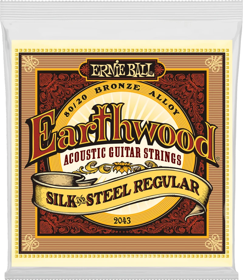 Jeu de cordes ERNIE BALL 2043 Earthwood Bronze – guitare acoustique – Silk & Steel Regular 13-56