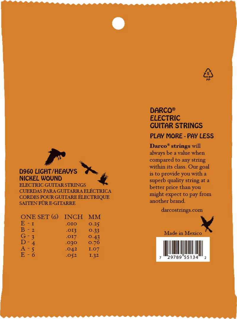Jeu de cordes guitare électrique DARCO D960 – Light/Heavy