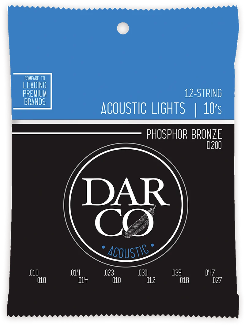 Jeu de cordes acoustique DARCO D200 – 12 cordes – Phosphore Bronze Light