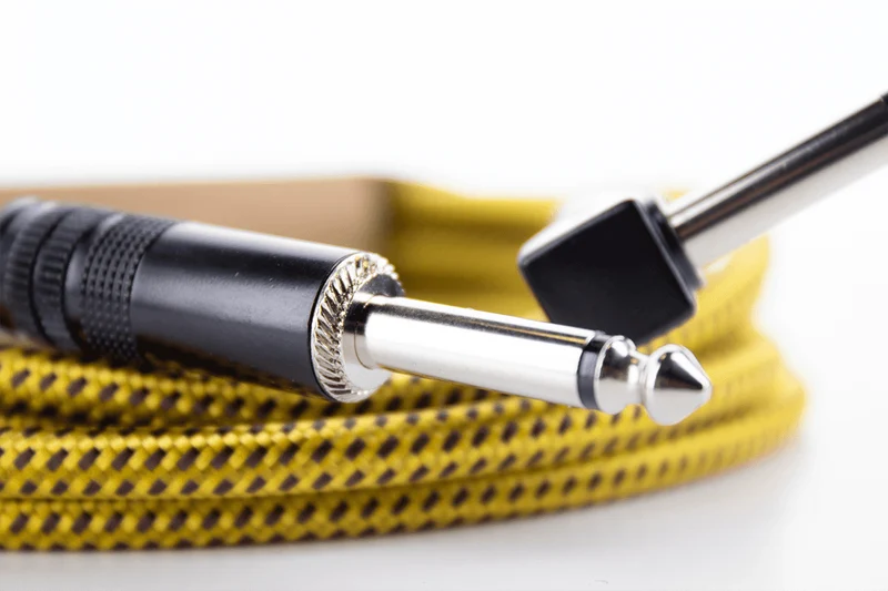 Câble instrument Cordial Série Element EI Tweed – jack coudé/droit 6,35 mm – 5 m jaune - EI5PR-TWEED-YE