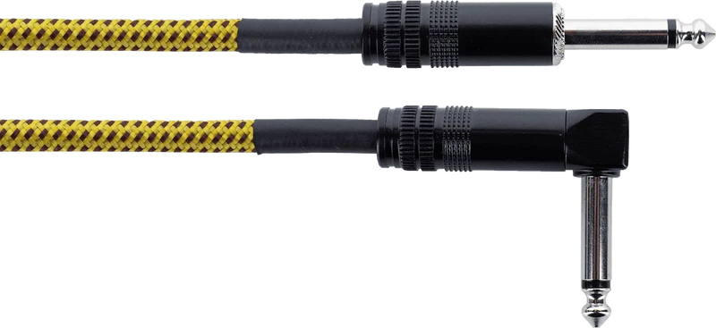 Câble instrument Cordial Série Element EI Tweed – jack coudé/droit 6,35 mm – 5 m jaune - EI5PR-TWEED-YE