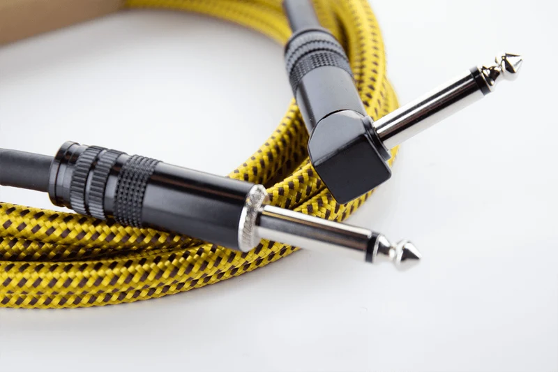 Câble instrument Cordial Série Element EI Tweed – jack 6,35 mm coudé / droit – 3 m jaune EI3PR-TWEED-YE