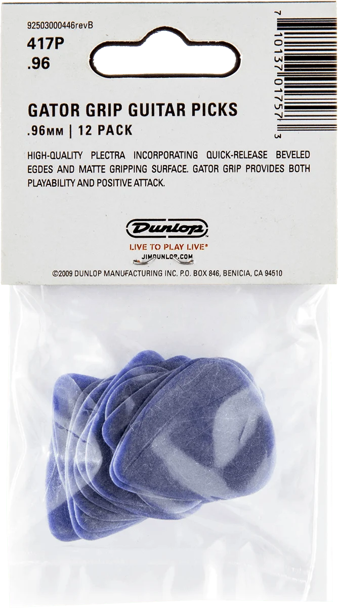 Player’s Pack de 12 médiators Dunlop Gator Grip 0.96mm 417P096