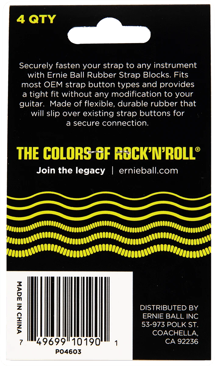 Pack de 4 Strap Blocks Ernie Ball 4603 – Noir & Rouge