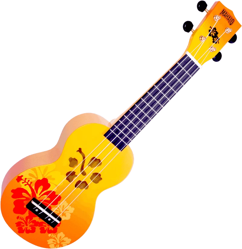 UKULELE SOPRANO Design - Finition Fleurs Hibiscus Orange Brillant MAHALO MD1HBORB