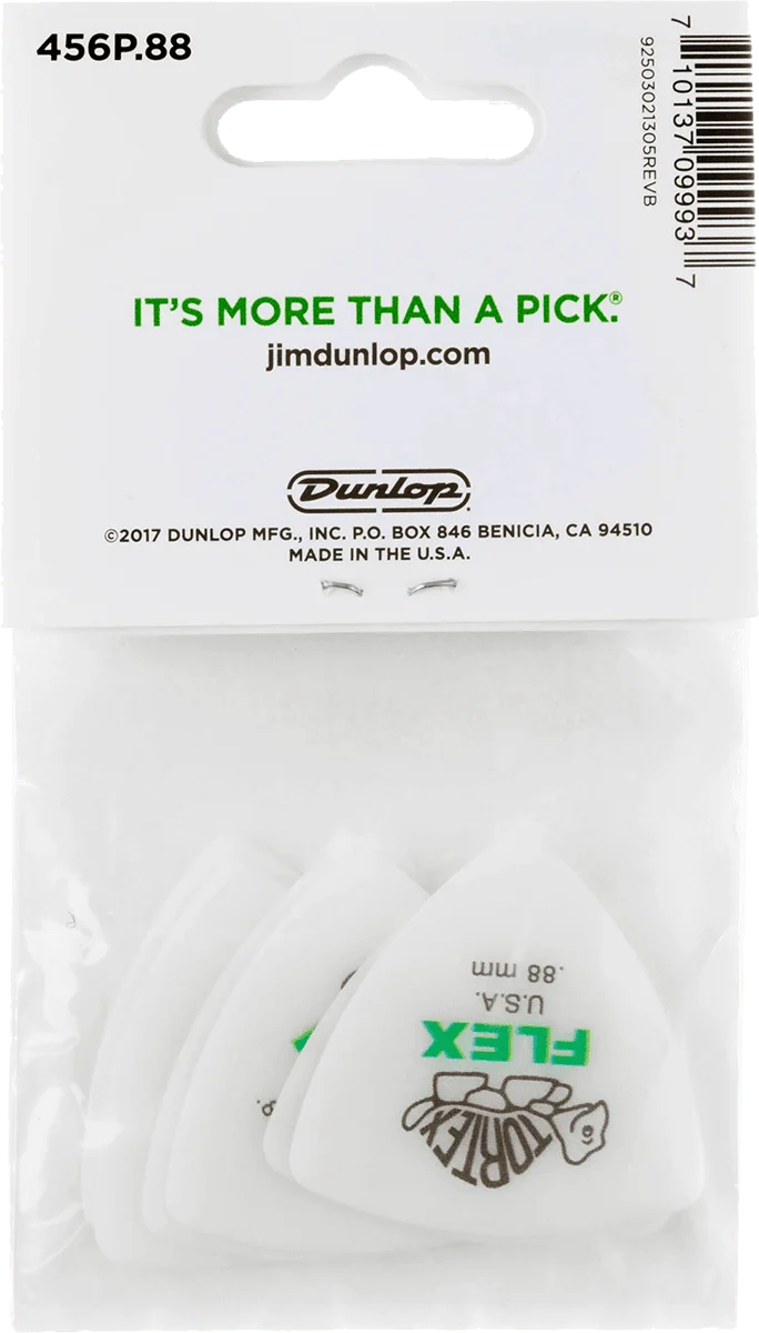 Player’s Pack de 6 médiators Dunlop Tortex Flex Triangle 0.88mm 456P88