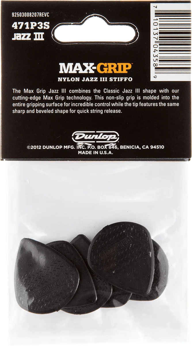 Player’s Pack de 6 médiators Dunlop Jazz III Stiffo 471P3S