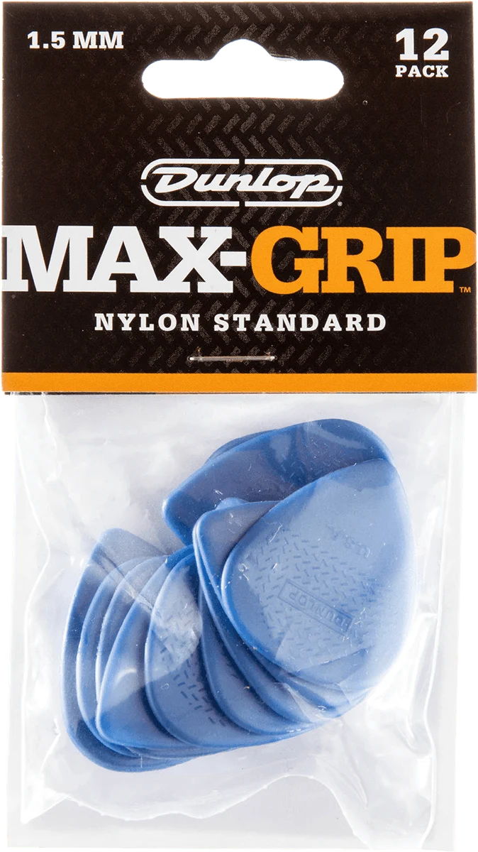 Lot de 12 médiators Dunlop Nylon Max-Grip 1.50mm 449P150