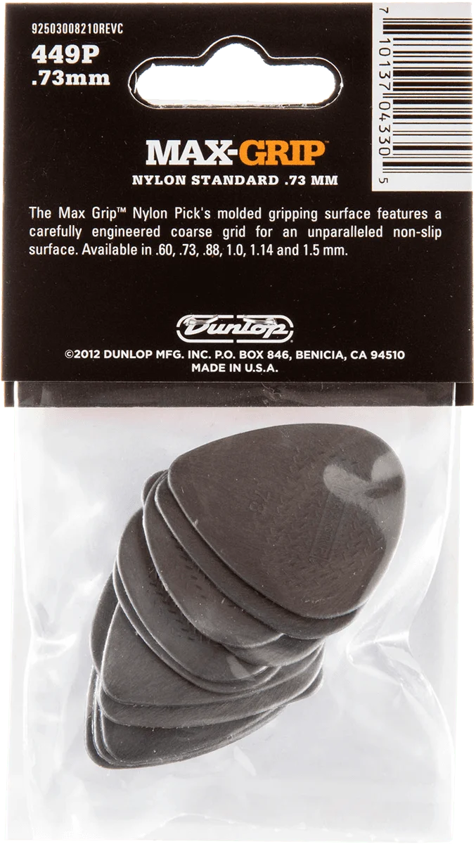 Player’s Pack de 12 médiators Dunlop Nylon Max-Grip 0.73mm 449P73