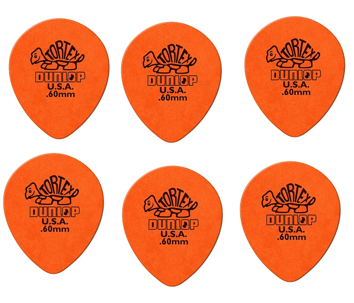 Lot de 6 médiators Dunlop Tortex Teardrop 0.60 mm 413R60