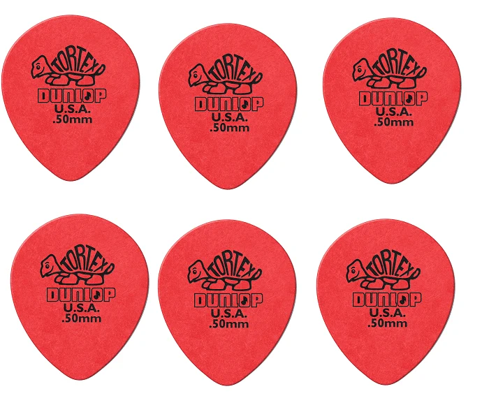 Lot de 6 médiators Dunlop Tortex Teardrop 0.5 mm 413R50