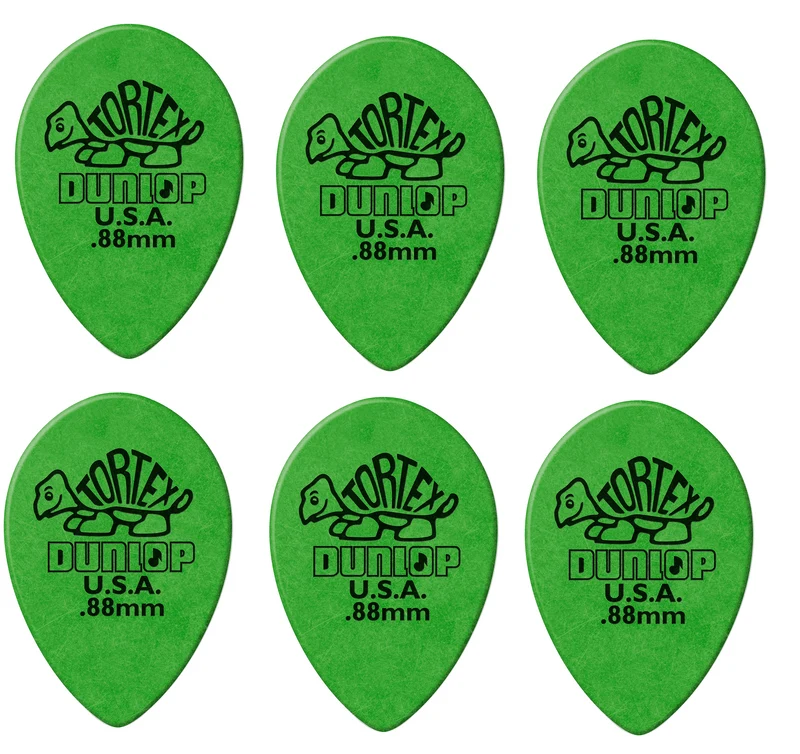Lot de 6 Médiators Dunlop Tortex Small Teardrop 0.88mm 432R88